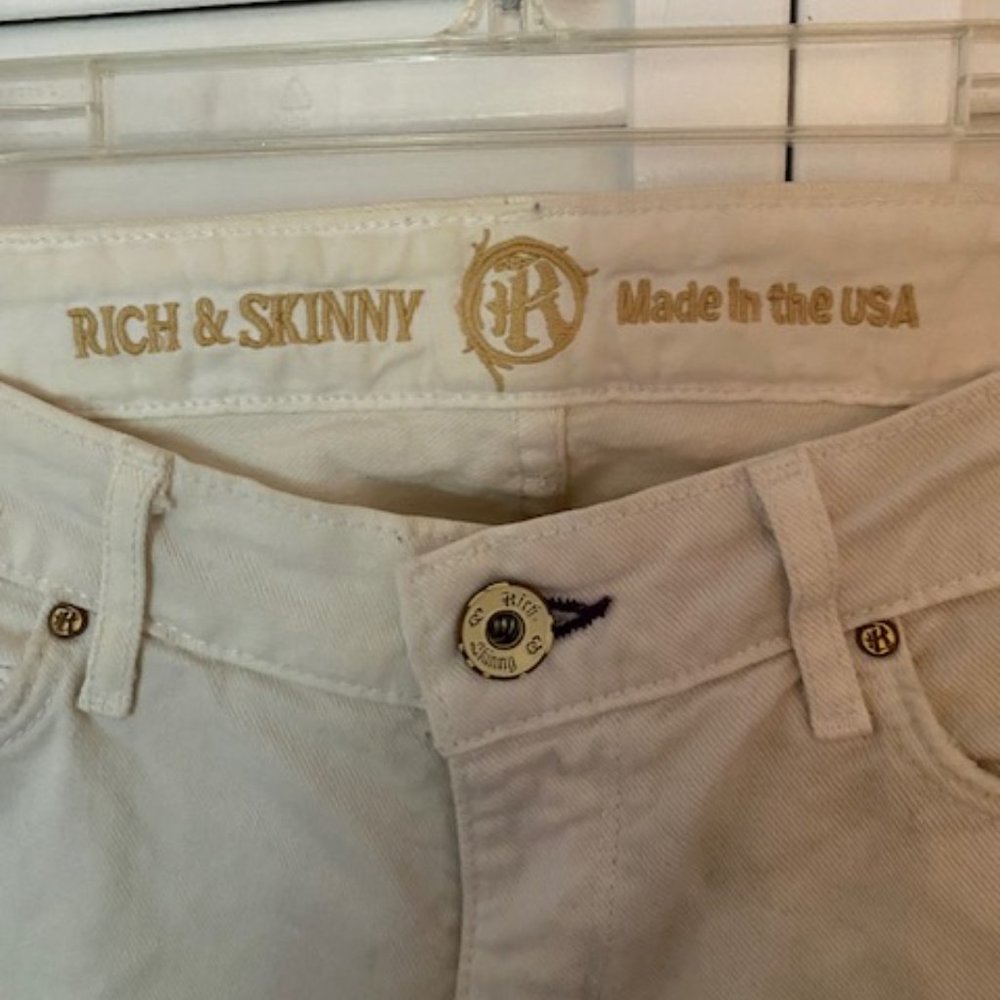 Women’s Rich & Skinny ivory straight leg jeans, size 25 - Picture 3 of 8